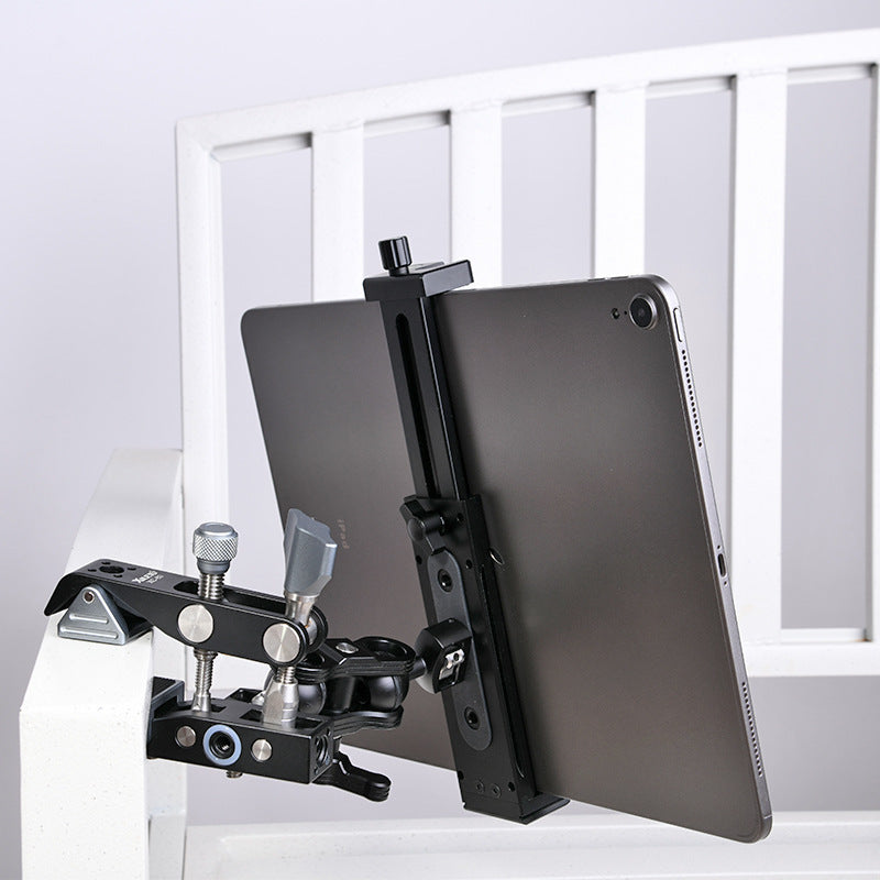KTX-206675 Metal Tablet and Mobile Phone Support Frame with Adjustable Height and Clamp for Desktop Use