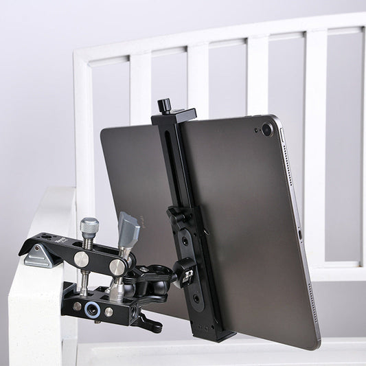 KTX-206675 Metal Tablet and Mobile Phone Support Frame with Adjustable Height and Clamp for Desktop Use