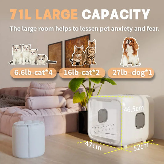 KTX-208019 Pet Hair Drying Box - Low Noise Automatic Dryer for Cats and Dogs, Eco-Friendly Plastic, 220V, 8.2Kg, Large Capacity