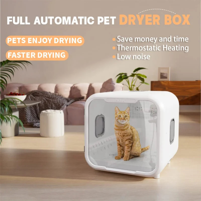KTX-208019 Pet Hair Drying Box - Low Noise Automatic Dryer for Cats and Dogs, Eco-Friendly Plastic, 220V, 8.2Kg, Large Capacity