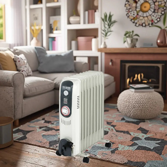 KTX-208531 Portable Electric Oil Heater with Adjustable Thermostat and Overheat Protection, 1000-3000W for Indoor Use