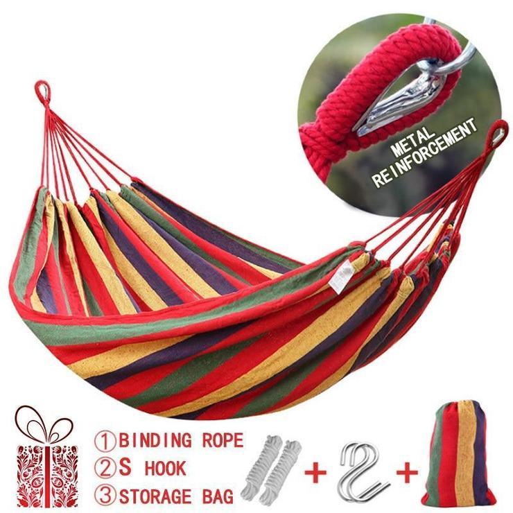 KTX-209235 Canvas Double Person Hammock for Camping and Leisure with Durable Nylon Straps