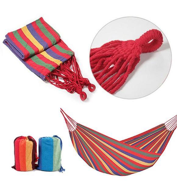 KTX-209235 Canvas Double Person Hammock for Camping and Leisure with Durable Nylon Straps