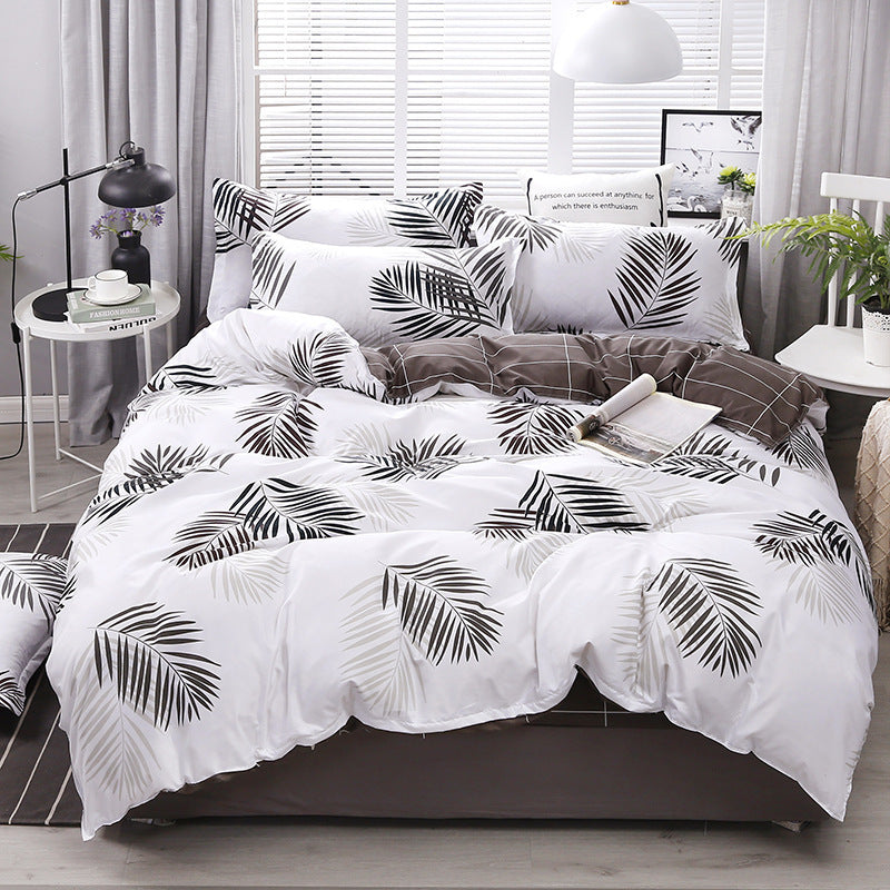 KTX-209747 Simple Modern Aloe Cotton Four-Piece Bedding Set with Floral Pattern