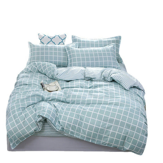 KTX-209747 Simple Modern Aloe Cotton Four-Piece Bedding Set with Floral Pattern