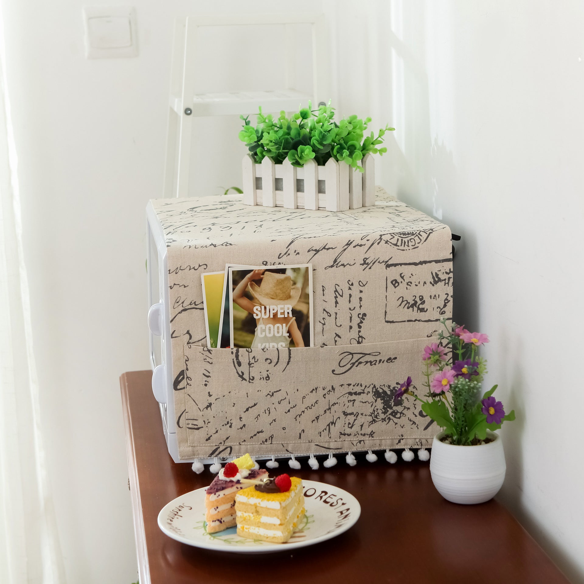 KTX-210835 Microwave Oven Dust Cover - Modern Cotton and Linen Fabric, Rectangular Design, 30*90 cm