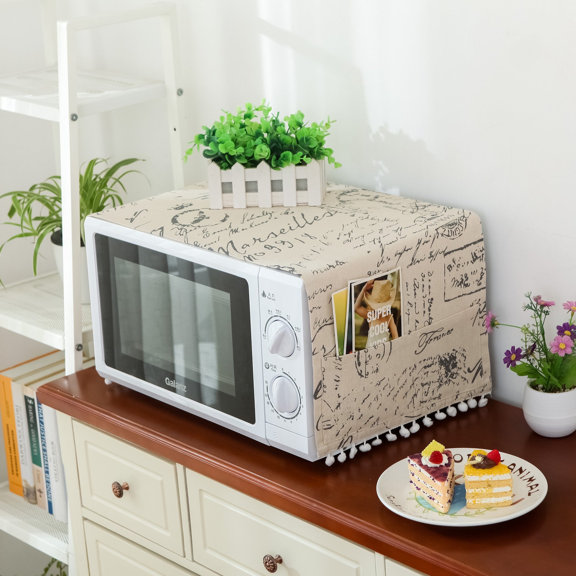 KTX-210835 Microwave Oven Dust Cover - Modern Cotton and Linen Fabric, Rectangular Design, 30*90 cm
