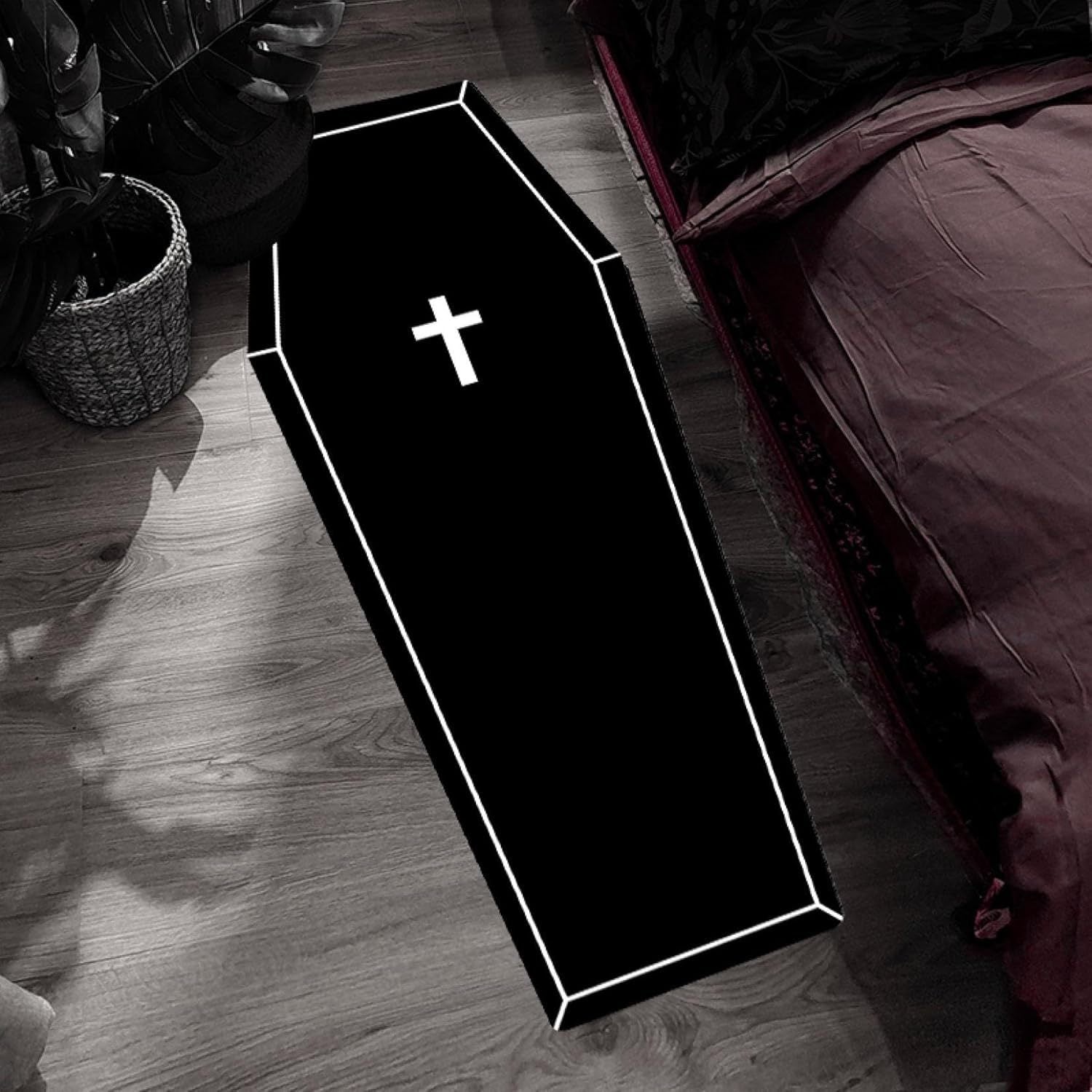 KTX-210963 Coffin Crown Halloween Decorative Floor Mat - Polyester Fiber, Various Sizes