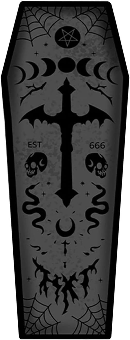 KTX-210963 Coffin Crown Halloween Decorative Floor Mat - Polyester Fiber, Various Sizes