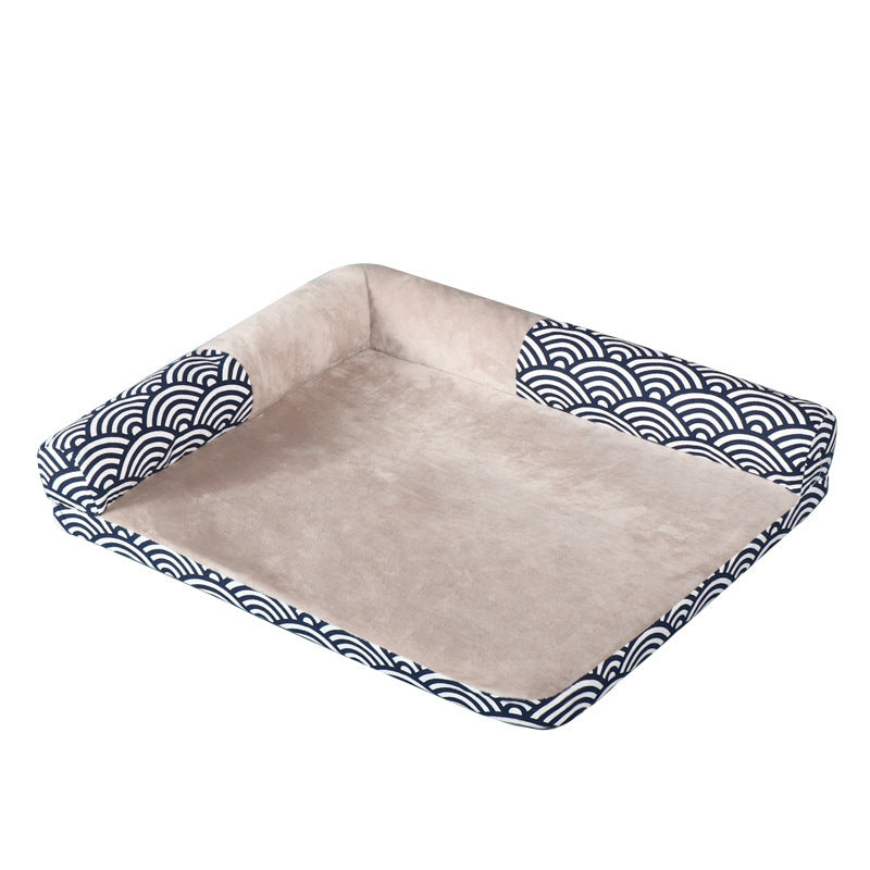 KTX-211347 Four Seasons Pet Bed - Soft Doghouse Sofa Mat in Wind Wave & Gray Arrow, Available in S, M, L