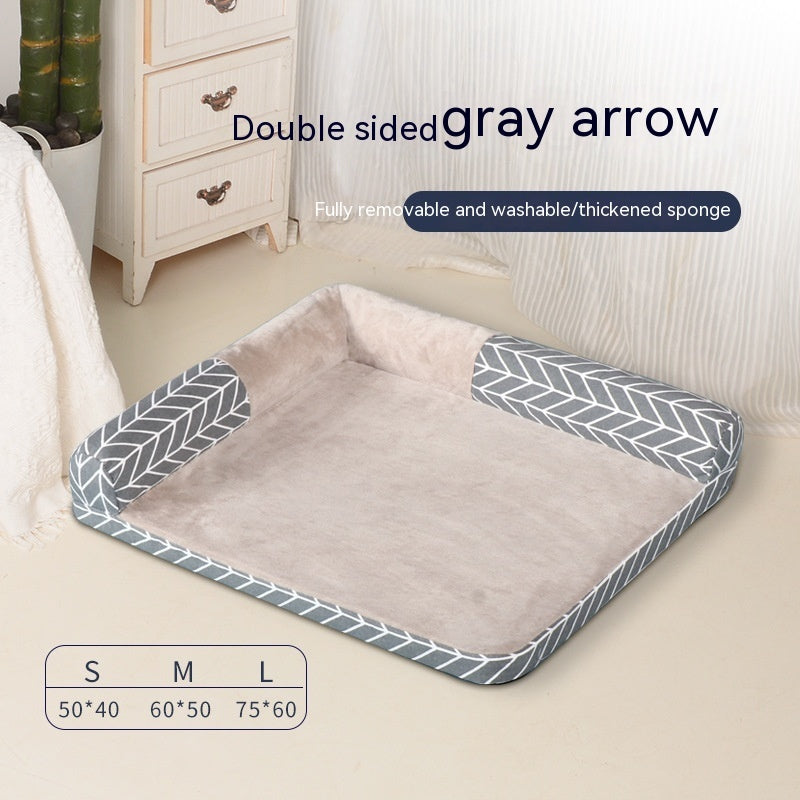 KTX-211347 Four Seasons Pet Bed - Soft Doghouse Sofa Mat in Wind Wave & Gray Arrow, Available in S, M, L