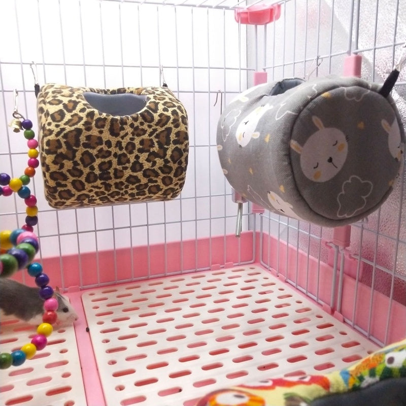 KTX-213651 Cozy Canvas Pet Nest for Small Animals - Available in Leopard, Owl, and Gray Bunny Prints