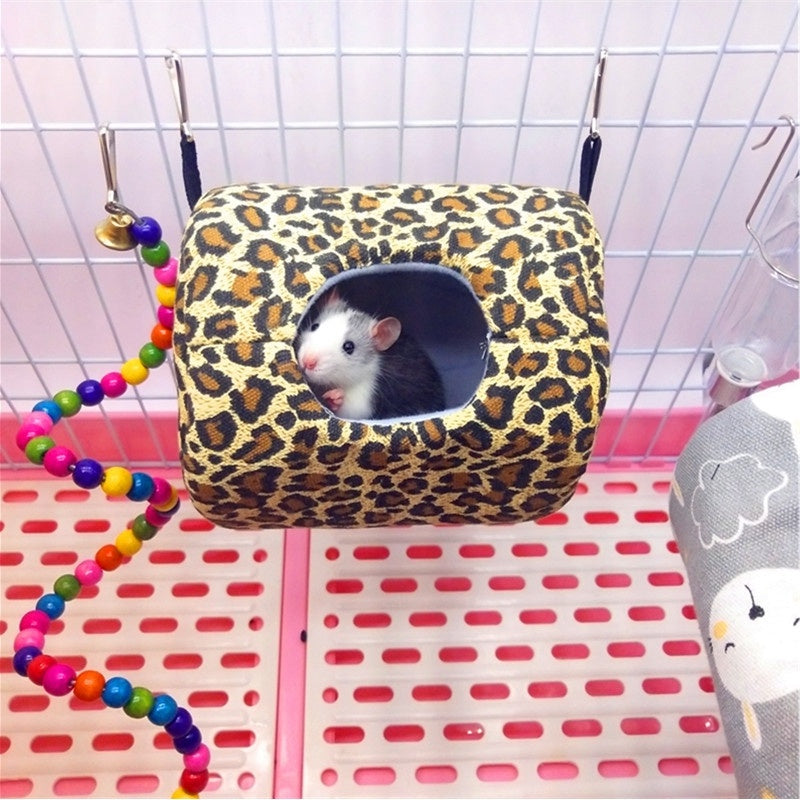 KTX-213651 Cozy Canvas Pet Nest for Small Animals - Available in Leopard, Owl, and Gray Bunny Prints
