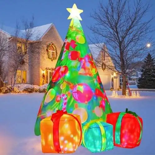 KTX-213971 7ft Inflatable Christmas Tree with LED Lights for Indoor and Outdoor Holiday Decorations