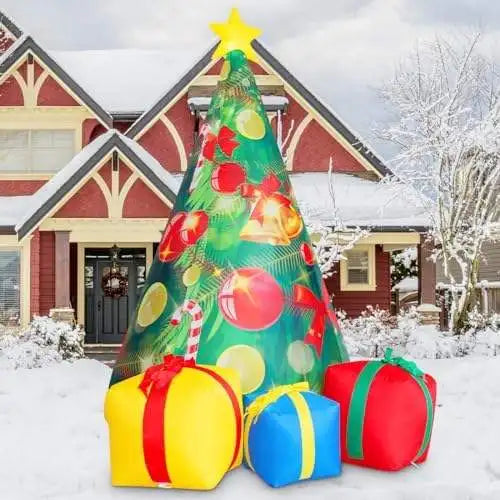 KTX-213971 7ft Inflatable Christmas Tree with LED Lights for Indoor and Outdoor Holiday Decorations