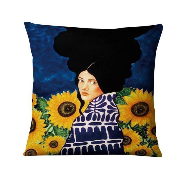 KTX-214355 Character-Printed Linen Pillowcase - Fashionable and Simple Design, 45x45cm