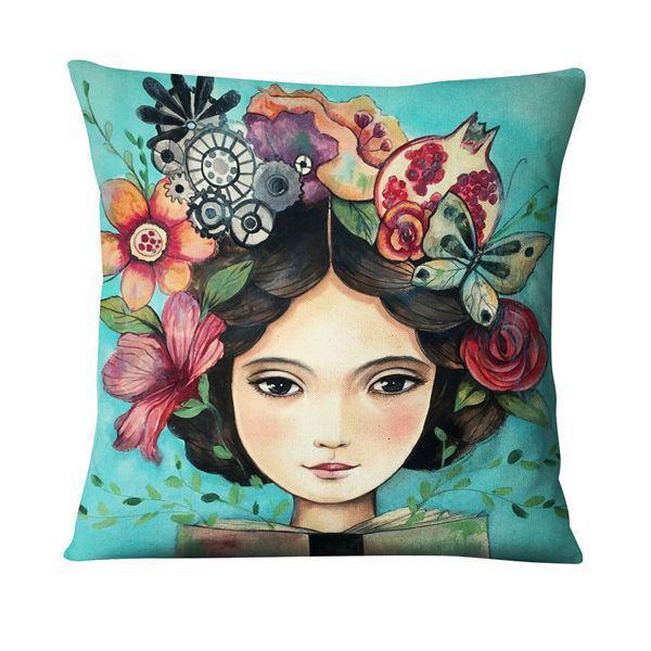 KTX-214355 Character-Printed Linen Pillowcase - Fashionable and Simple Design, 45x45cm