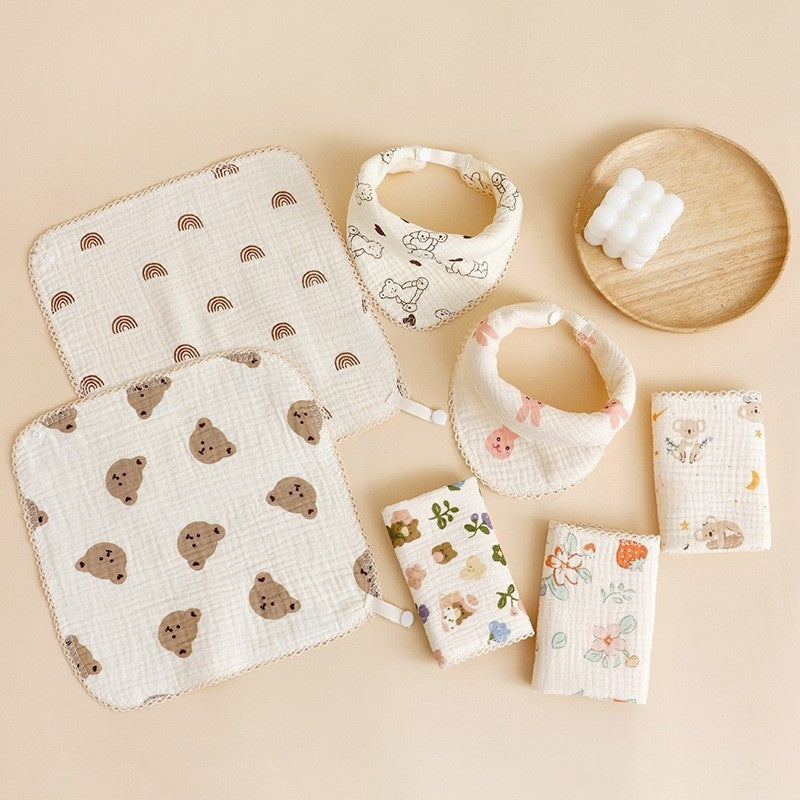 KTX-216083 Baby Pure Cotton Saliva Towel Collection - Adorable Designs for Newborns