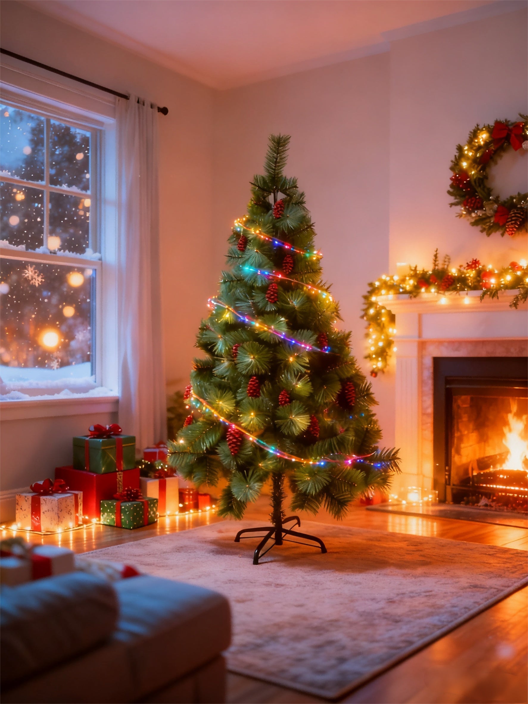 KTX-216467 Slim Green Pine Needle Artificial Christmas Tree - 180cm and 210cm Options, Easy Storage and Customizable Decor