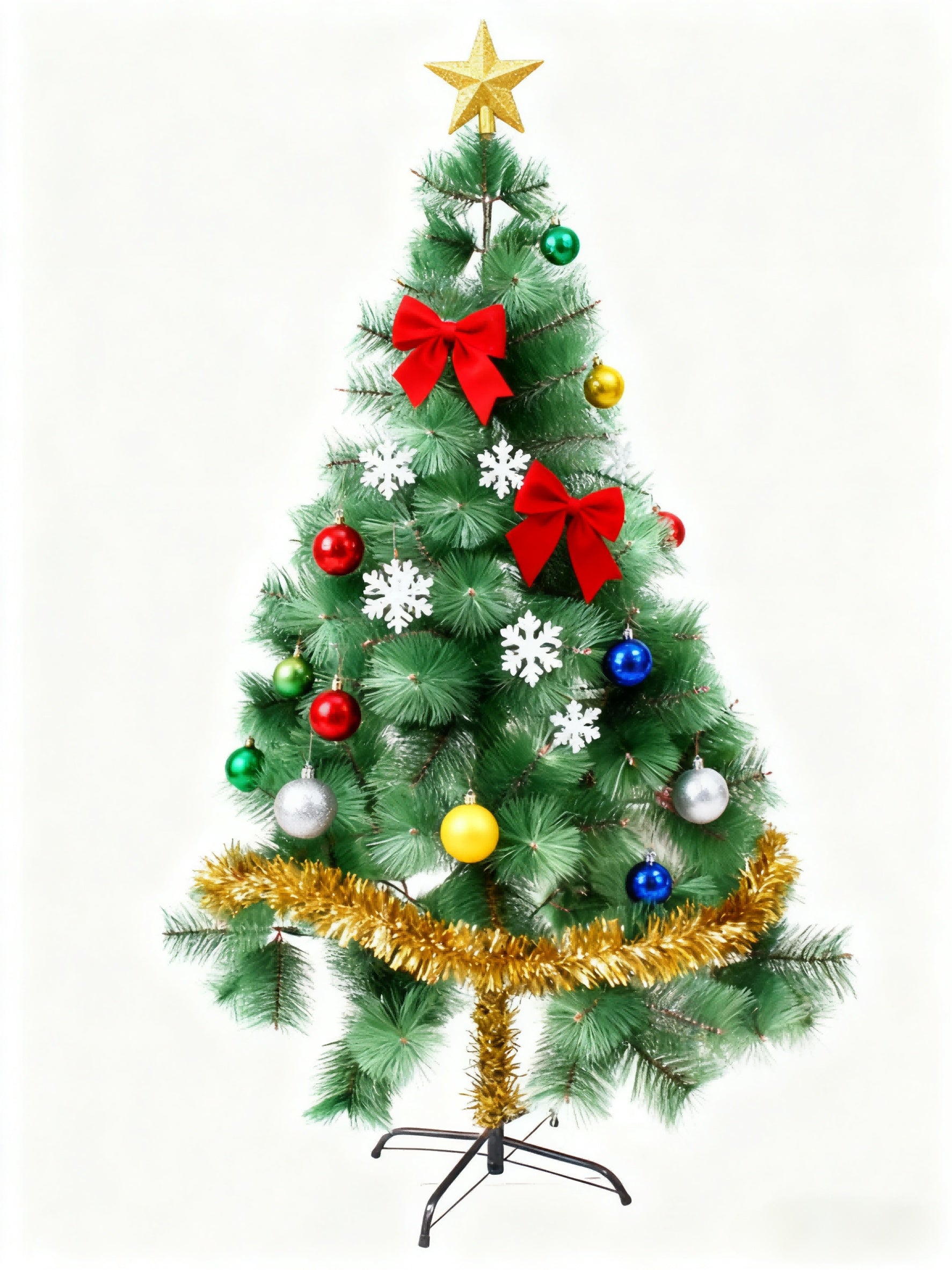 KTX-216467 Slim Green Pine Needle Artificial Christmas Tree - 180cm and 210cm Options, Easy Storage and Customizable Decor