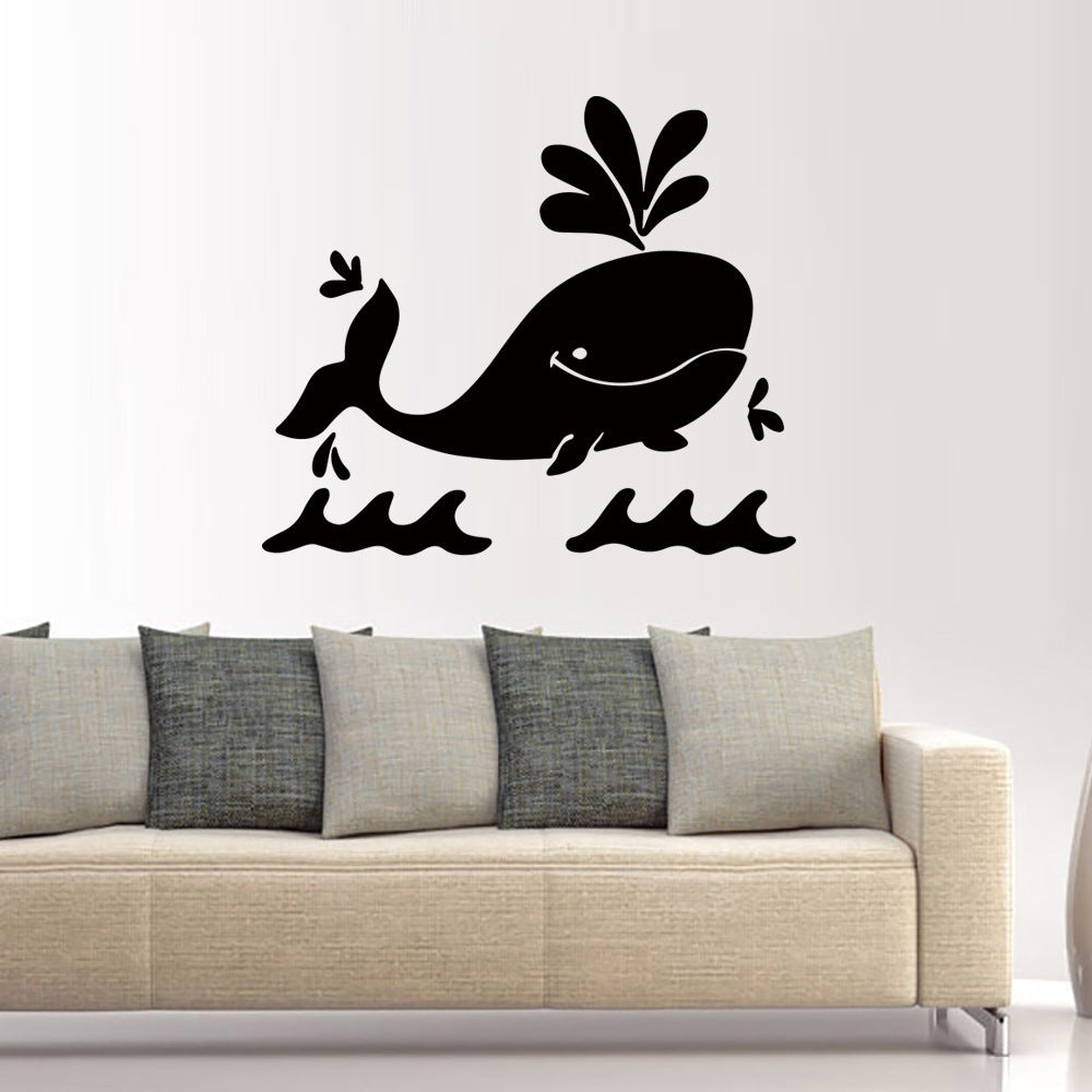 KTX-217747 Whale Themed PVC Mirror Wall Stickers for Unique Home Decor - 43 x 50 cm