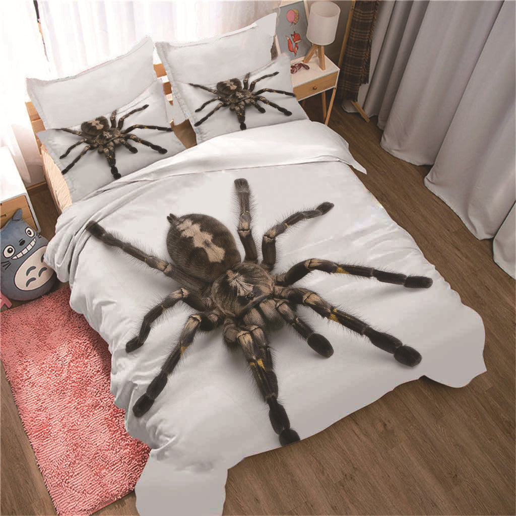KTX-218131 Little Spider Floral Duvet Cover Set, Digital Print Polyester Fiber Bedding, Multiple Sizes Available