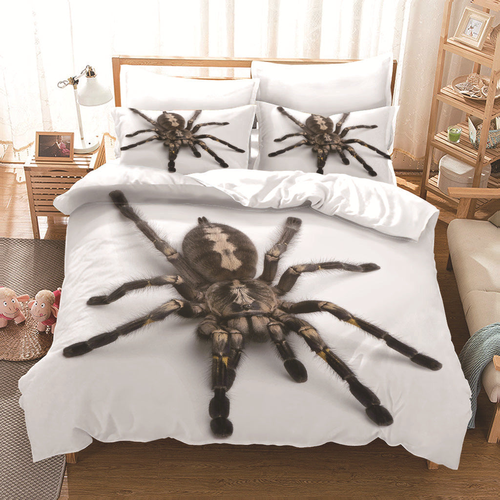 KTX-218131 Little Spider Floral Duvet Cover Set, Digital Print Polyester Fiber Bedding, Multiple Sizes Available