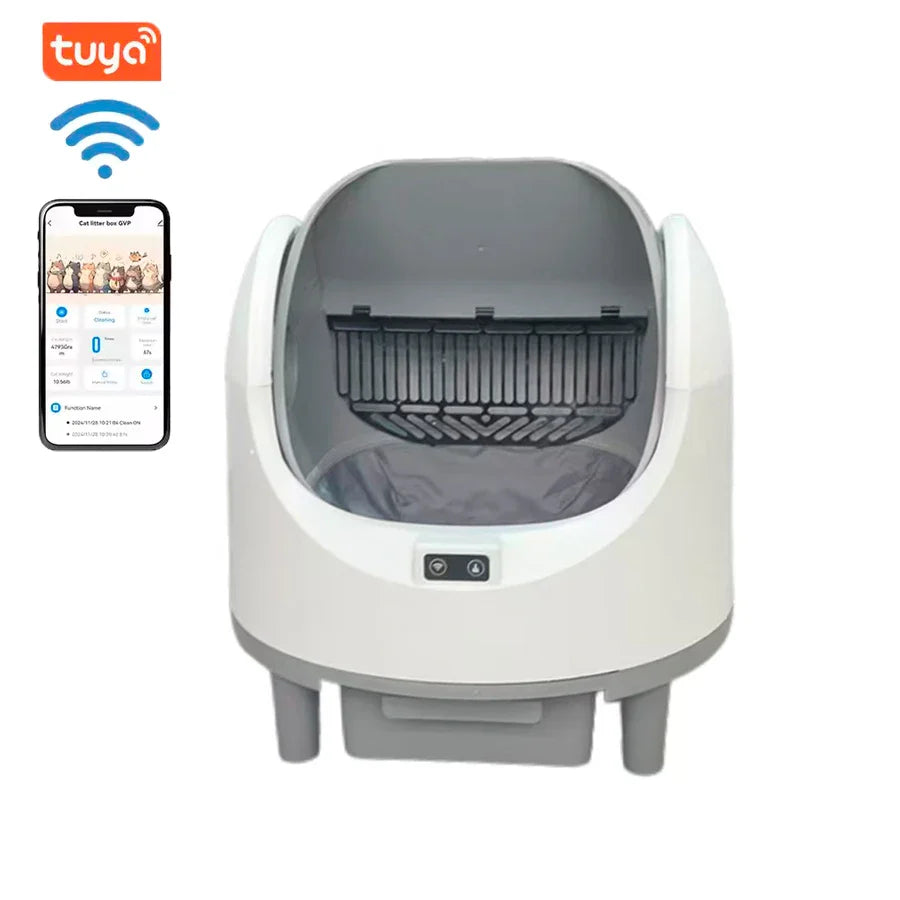 KTX-218259 Automatic Self-Cleaning Cat Litter Box with Odor Control, Large Capacity, Comfortable Design, Eco-Friendly Plastic Material.