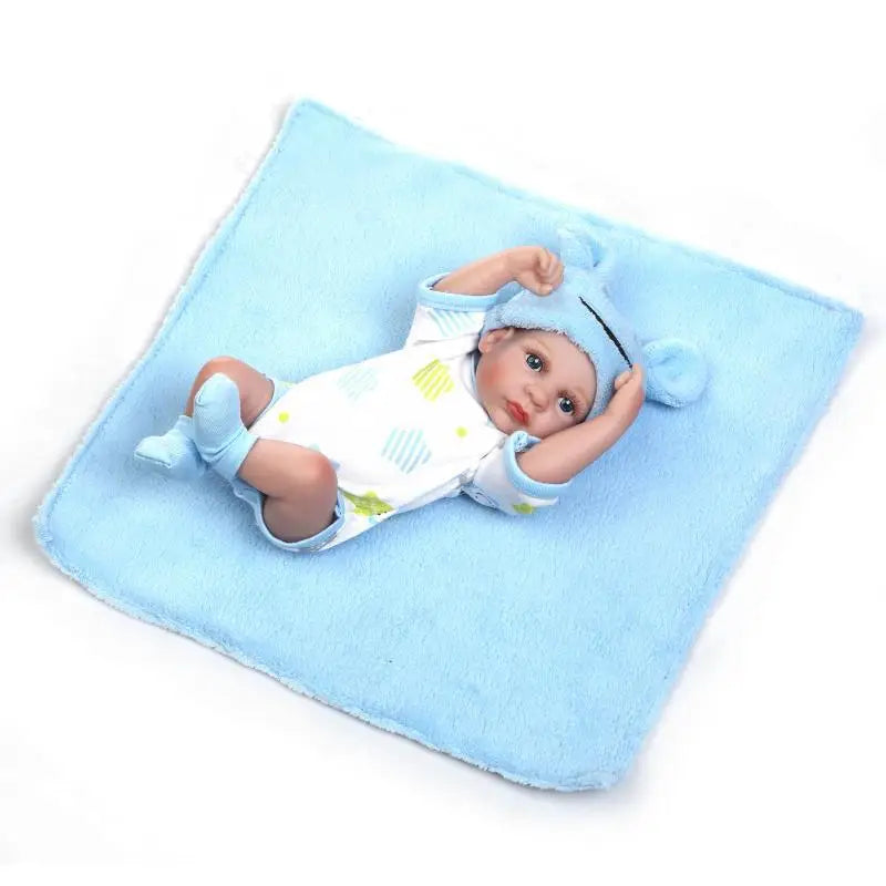 KTX-218643 28cm Reborn Silicone Baby Doll - Realistic Newborn Girl, Soft PVC Educational Toy for Ages 0-24 Months