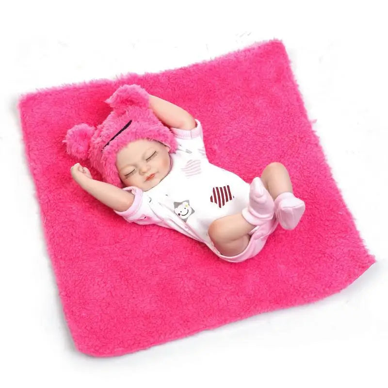 KTX-218643 28cm Reborn Silicone Baby Doll - Realistic Newborn Girl, Soft PVC Educational Toy for Ages 0-24 Months