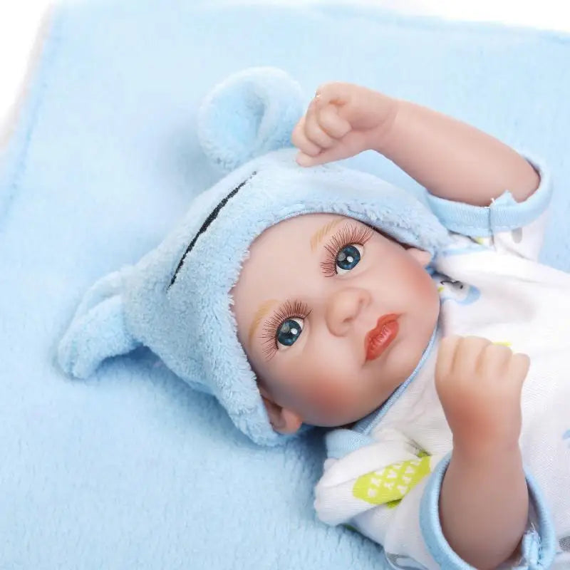 KTX-218643 28cm Reborn Silicone Baby Doll - Realistic Newborn Girl, Soft PVC Educational Toy for Ages 0-24 Months