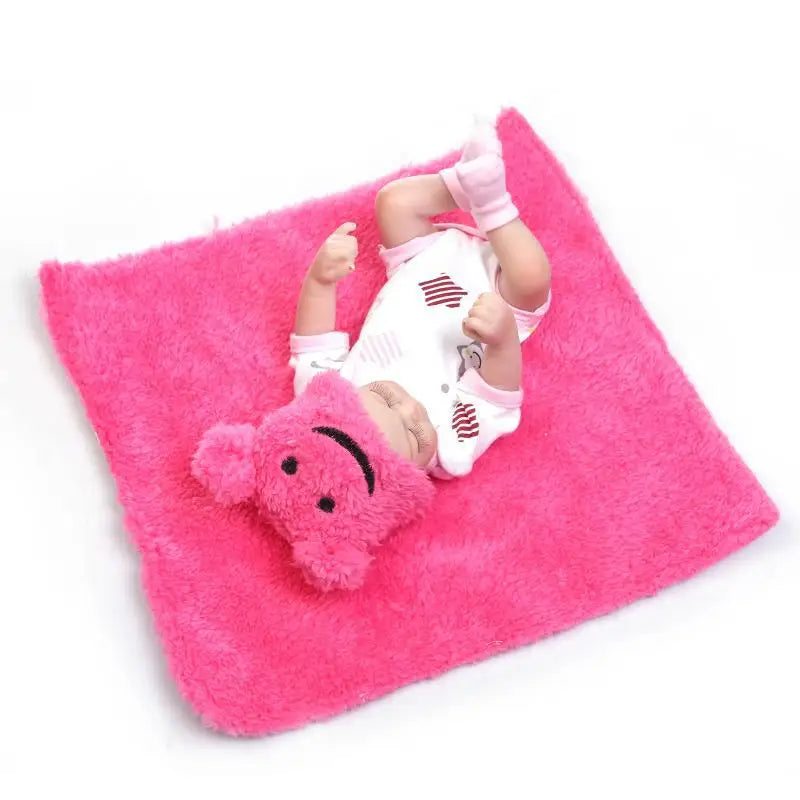 KTX-218643 28cm Reborn Silicone Baby Doll - Realistic Newborn Girl, Soft PVC Educational Toy for Ages 0-24 Months