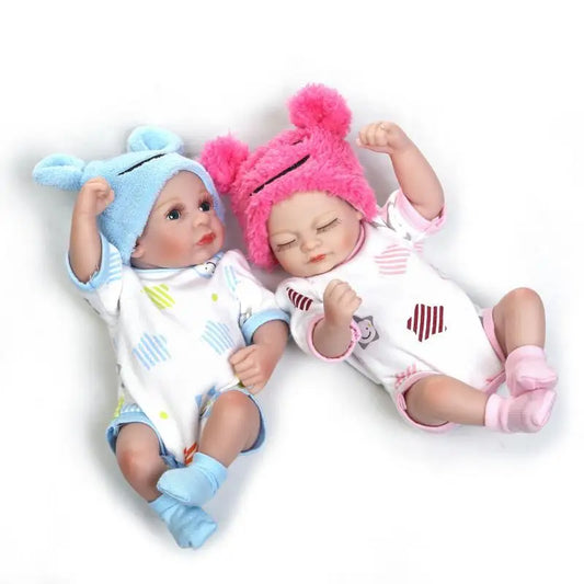 KTX-218643 28cm Reborn Silicone Baby Doll - Realistic Newborn Girl, Soft PVC Educational Toy for Ages 0-24 Months