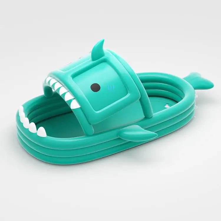 KTX-219219 Inflatable Shark-Shaped Baby Pool with Awning, Large Eco-Friendly PVC Design for Summer Fun