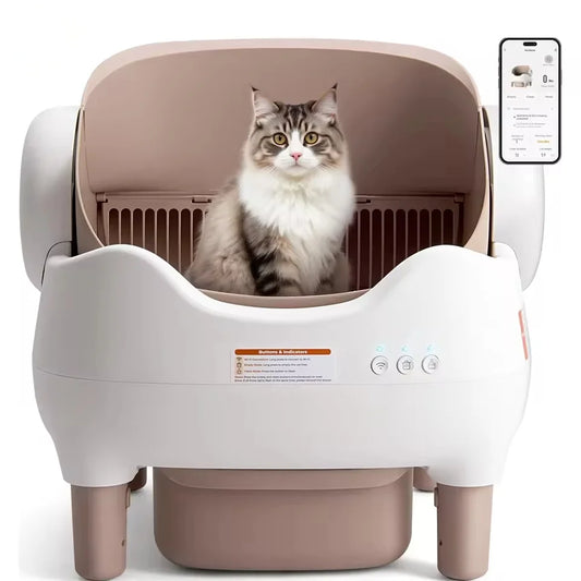 KTX-219411 Smart Cat Litter Box with Intelligent Self-Cleaning Function, Large Capacity and App Control, Open Design