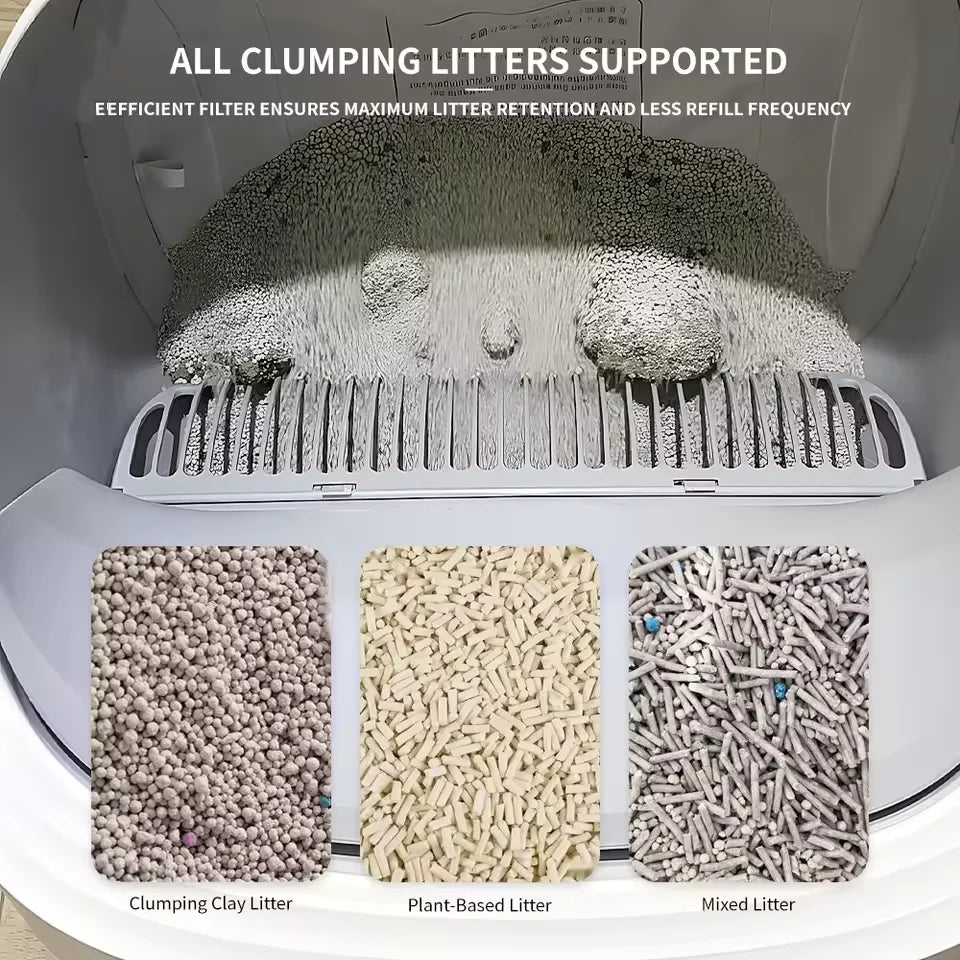 KTX-219411 Smart Cat Litter Box with Intelligent Self-Cleaning Function, Large Capacity and App Control, Open Design