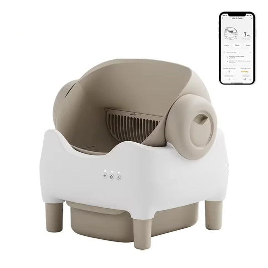 KTX-219411 Smart Cat Litter Box with Intelligent Self-Cleaning Function, Large Capacity and App Control, Open Design
