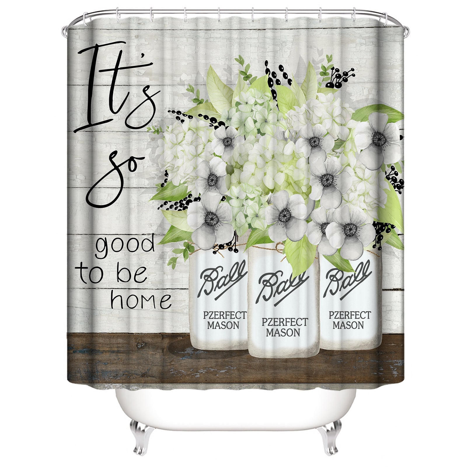 KTX-219667 Waterproof Mildew-proof 3D Floral Bathroom Curtain - Modern Design, Multiple Sizes Available
