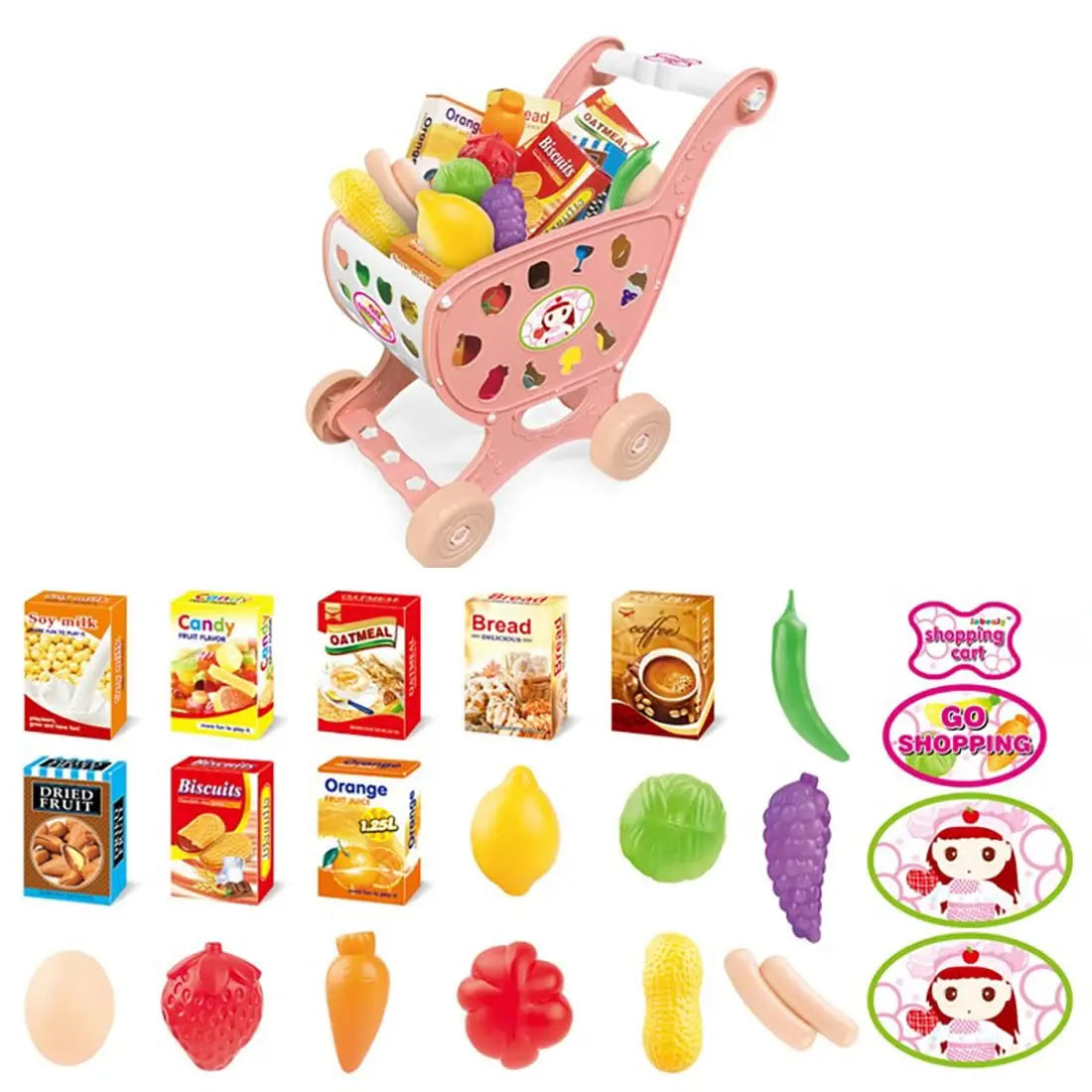 KTX-219795 Supermarket Grocery Store Toy Set with Shopping Cart for Kids Ages 2-13