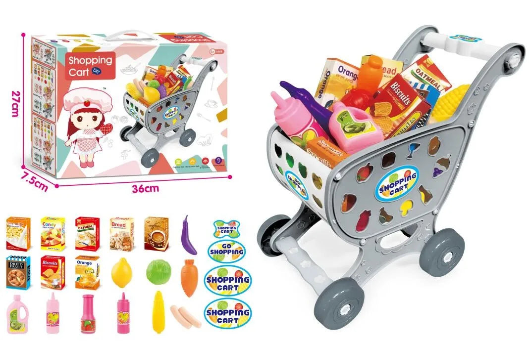 KTX-219795 Supermarket Grocery Store Toy Set with Shopping Cart for Kids Ages 2-13
