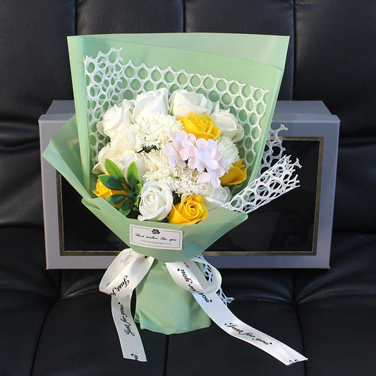 KTX-220051 19 Rose Soap Bouquet Gift Box - Handmade Floral Arrangement in Multiple Colors for Special Occasions