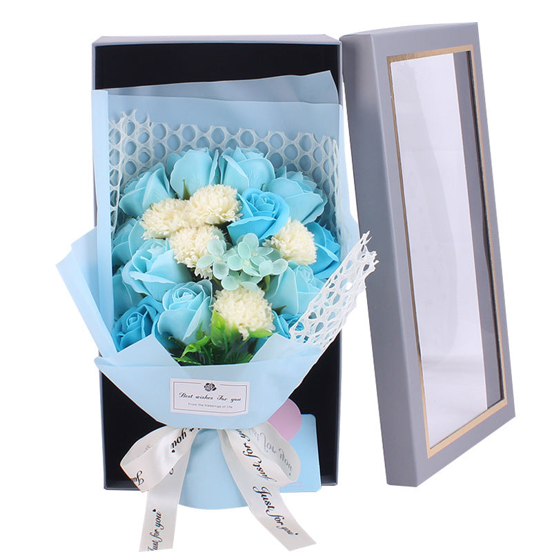 KTX-220051 19 Rose Soap Bouquet Gift Box - Handmade Floral Arrangement in Multiple Colors for Special Occasions