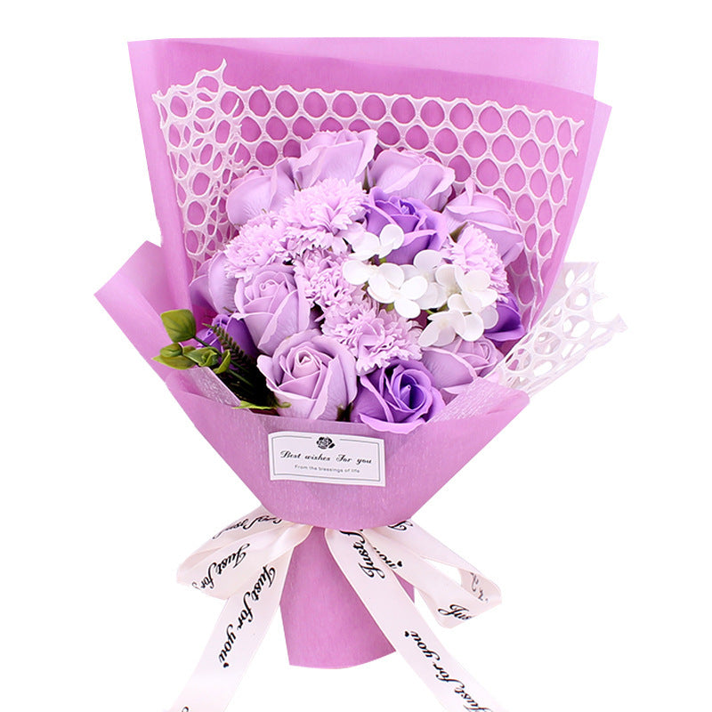 KTX-220051 19 Rose Soap Bouquet Gift Box - Handmade Floral Arrangement in Multiple Colors for Special Occasions