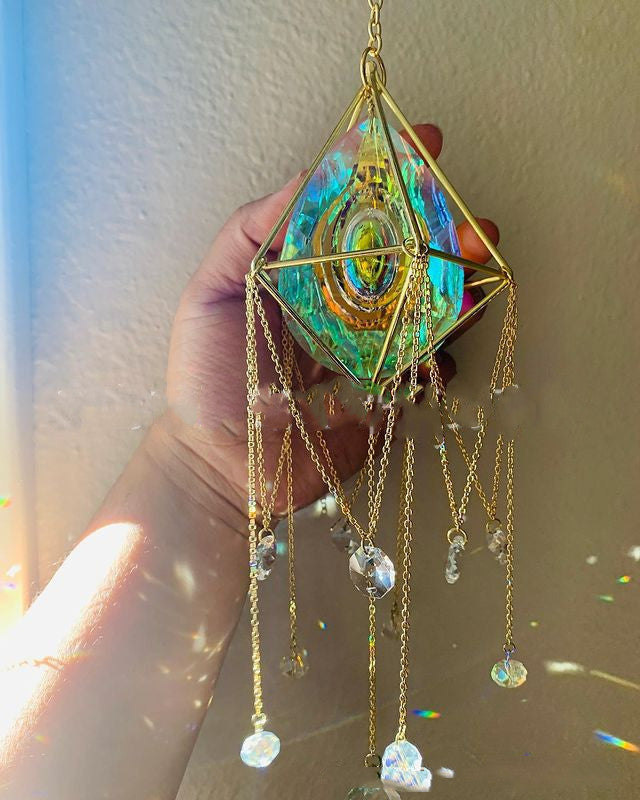 KTX-220819 Crystal Pendant Geometry Hanging Ornament - 63mm Polished Sun Catcher