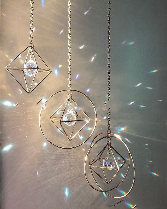 KTX-220819 Crystal Pendant Geometry Hanging Ornament - 63mm Polished Sun Catcher