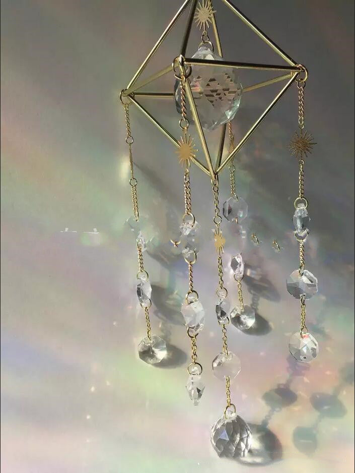 KTX-220819 Crystal Pendant Geometry Hanging Ornament - 63mm Polished Sun Catcher