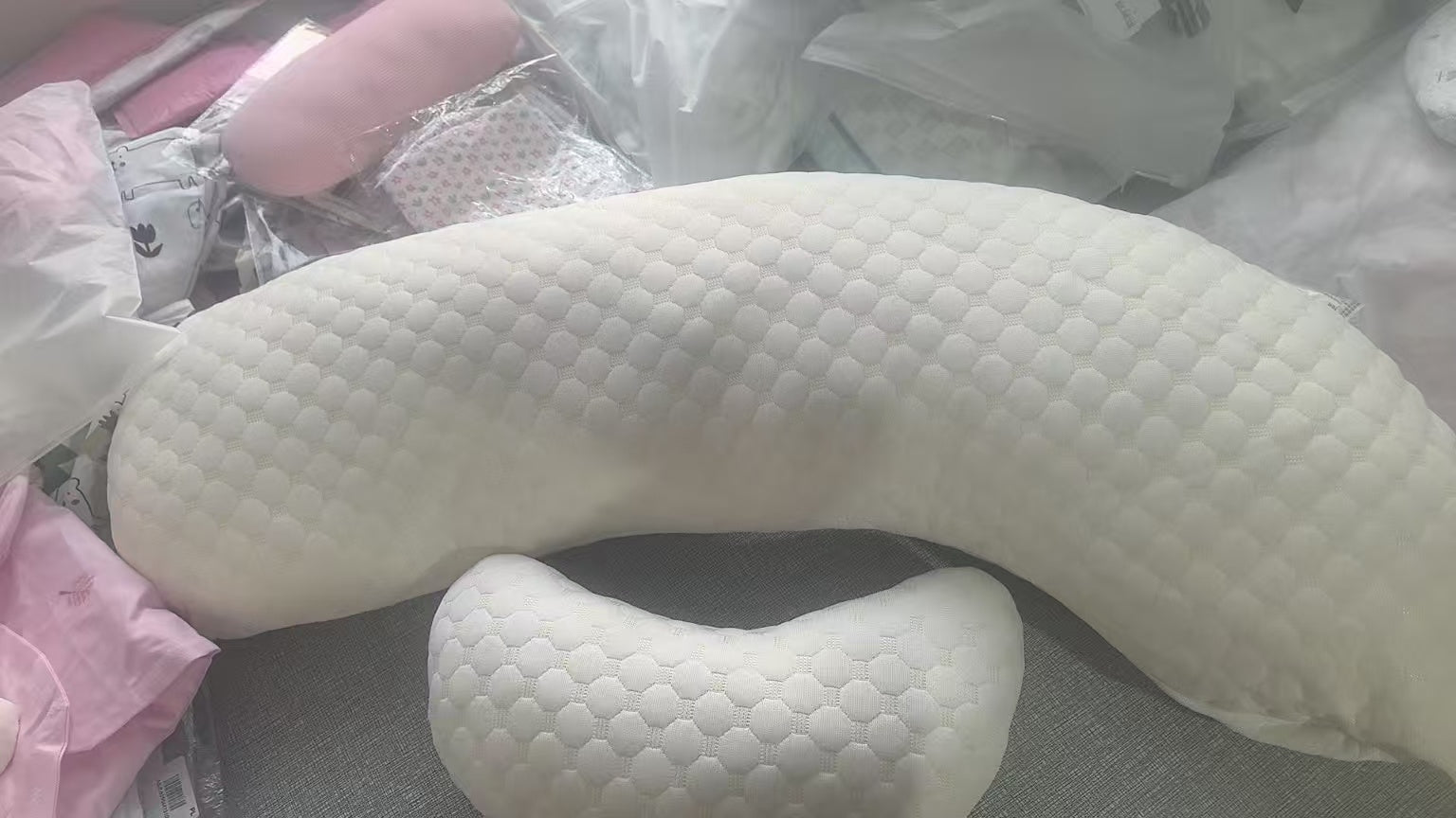 KTX-221075 Water Cube Pure Cotton Pregnancy Pillow – H-Type U-Type Dual-Use Design with Polyester Fiber Filling