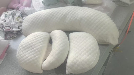 KTX-221075 Water Cube Pure Cotton Pregnancy Pillow – H-Type U-Type Dual-Use Design with Polyester Fiber Filling