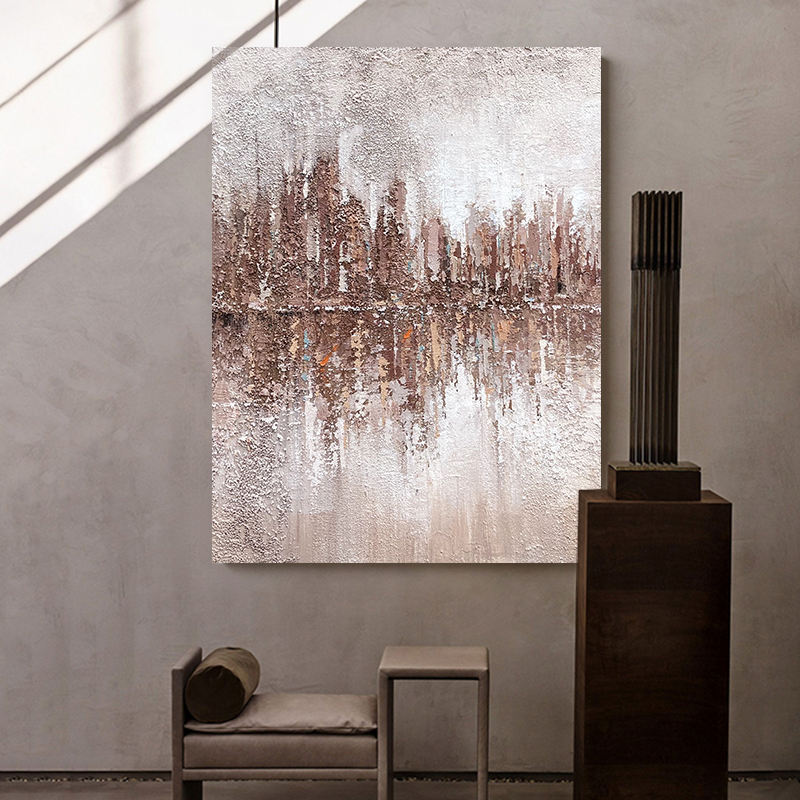 KTX-221203 Hand-Painted Abstract Oil Painting on Canvas - Minimalist Texture Wall Art for Living Room and Bedroom Decor