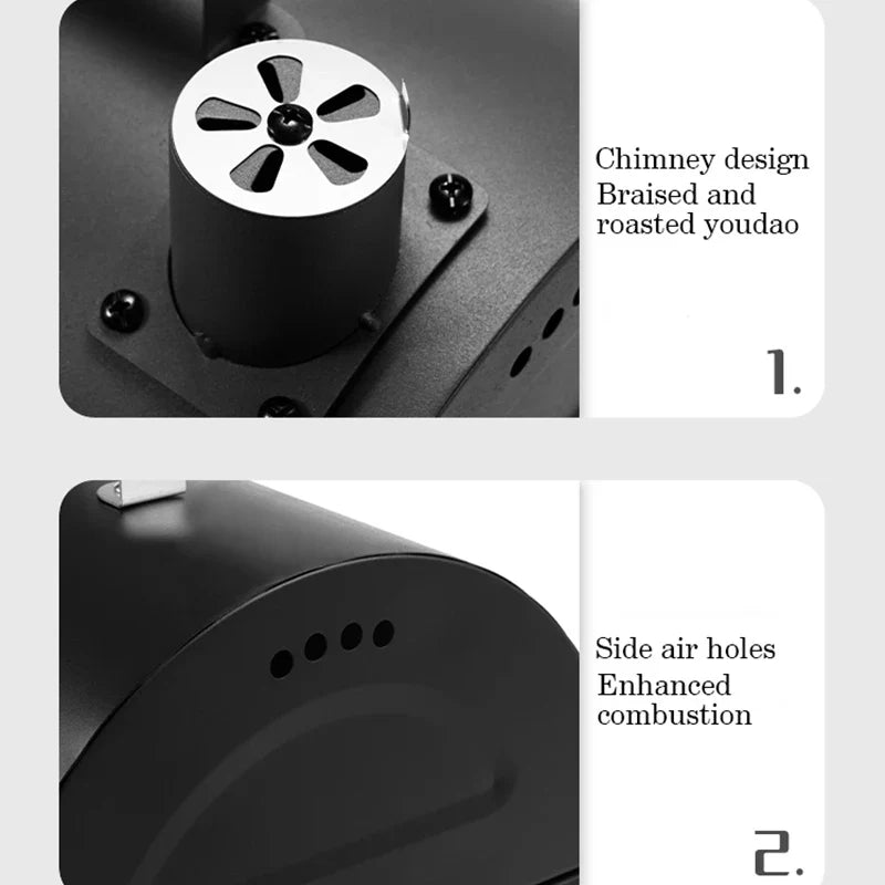 KTX-221779 Portable Smokeless Charcoal Barbecue Grill - Black and Green, Easy to Assemble, Ideal for Outdoor Camping, 4-5 People